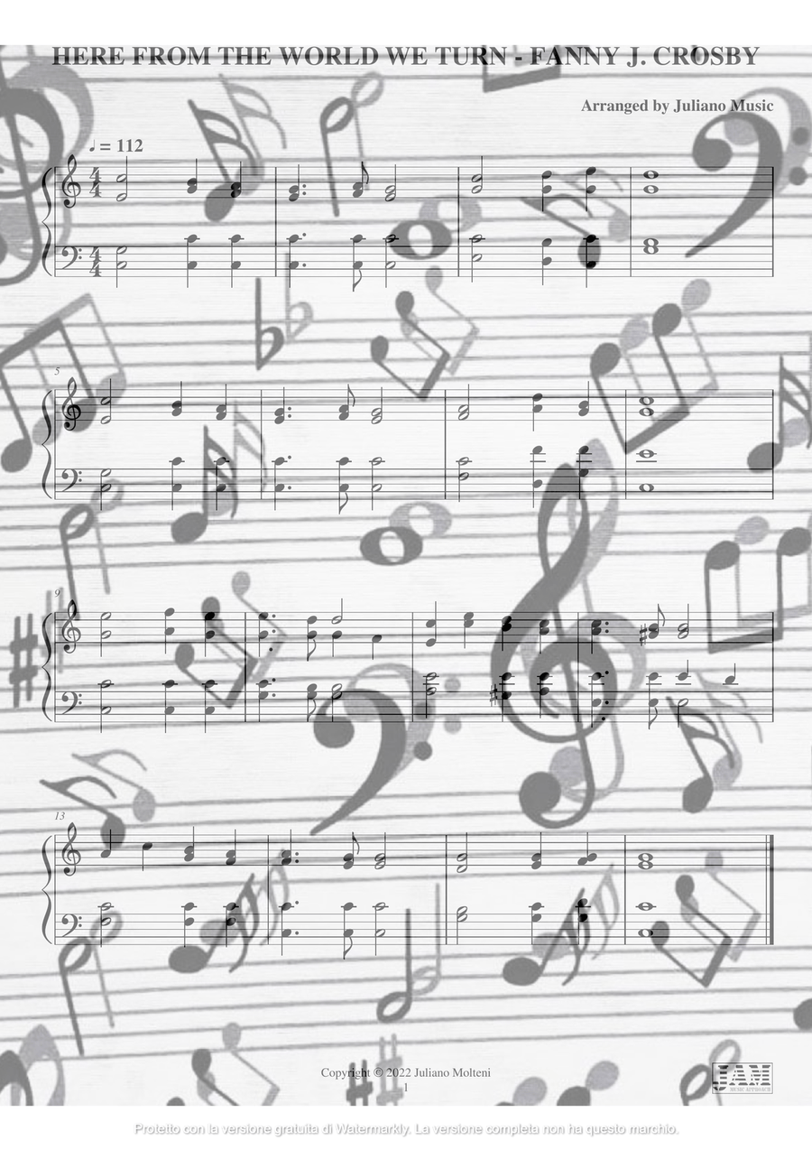 HERE FROM THE WORLD WE TURN - FANNY J. CROSBY (HYMN - EASY ORGAN) Organ Solo scores gallery preview page 2