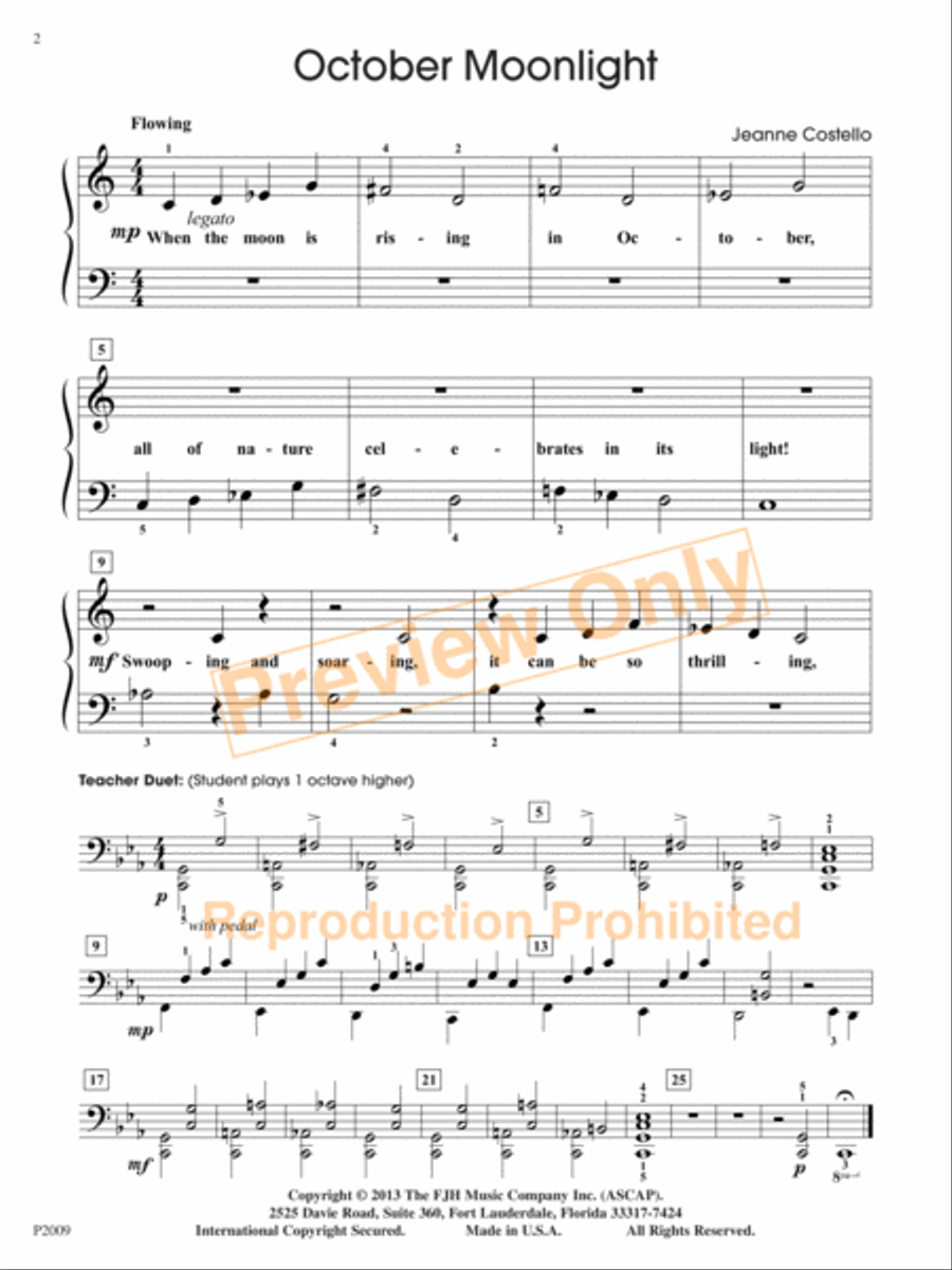 October Moonlight Easy Piano scores gallery preview page 3