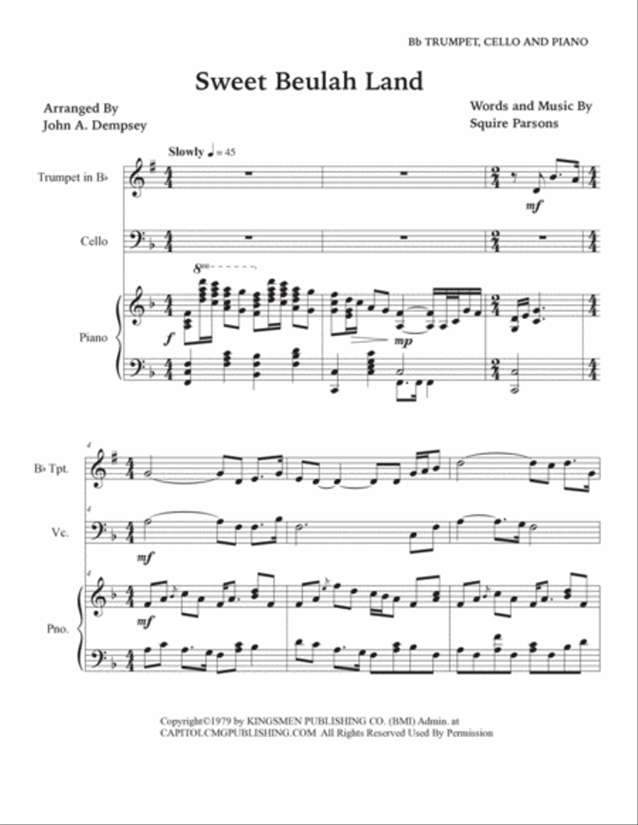 Sweet Beulah Land Trumpet scores gallery preview page 5