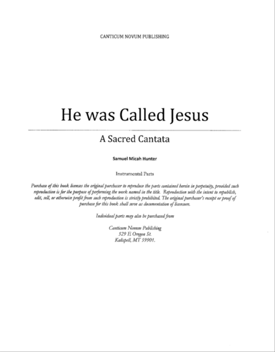 He was Called Jesus, A Sacred Cantata, Instrumental Parts 3-Part scores gallery preview page 1