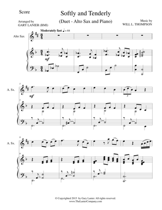 SOFTLY AND TENDERLY (Duet – Alto Sax and Piano/Score and Parts)