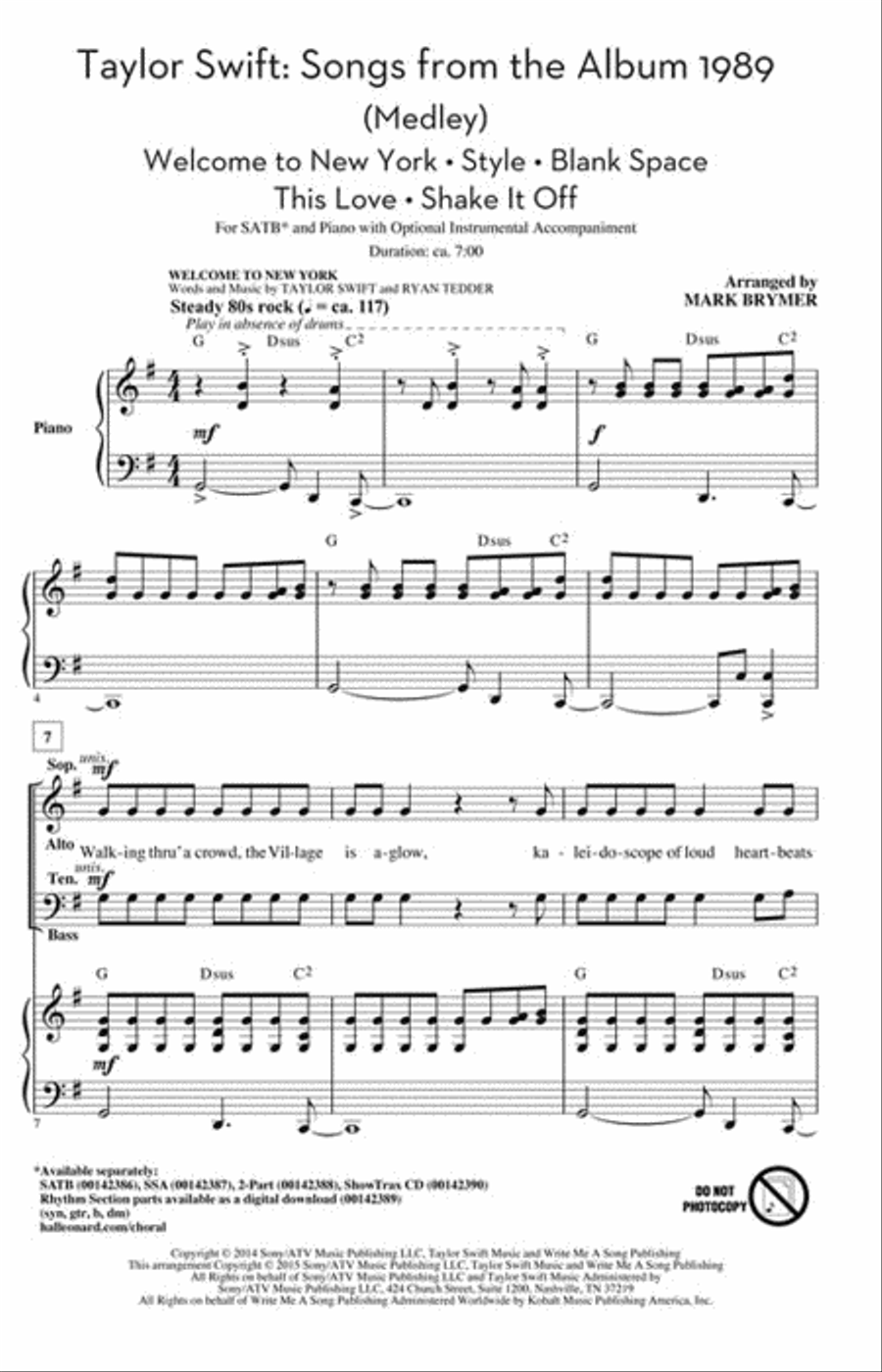 Taylor Swift: Songs from the Album 1989 Show Choir scores gallery preview page 2
