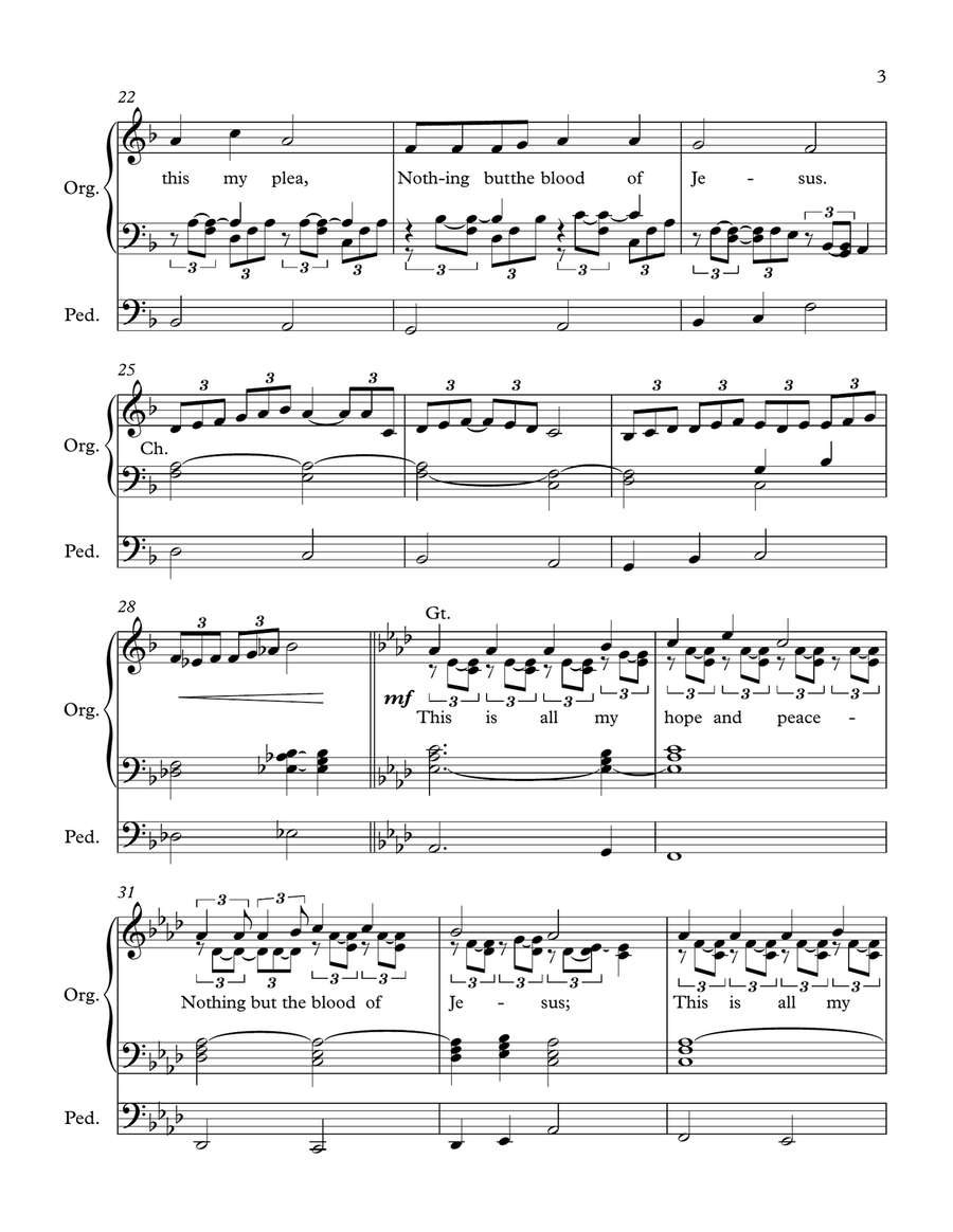 Nothing but the Blood Organ Solo scores gallery preview page 3