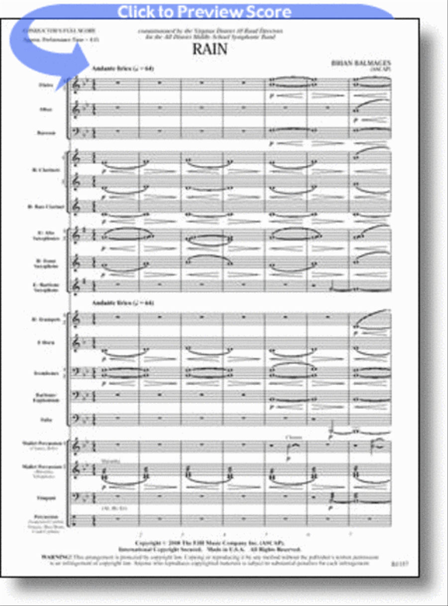 Rain Rain Concert Band scores gallery preview page 1