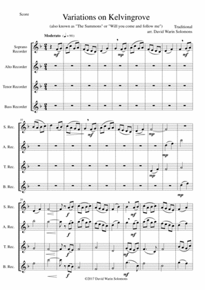 Variations on Kelvingrove for recorder quartet