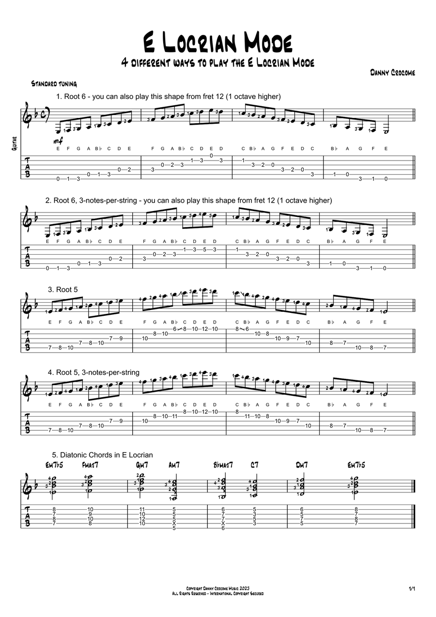 The Locrian Mode In All Keys (4 Ways To Play) Electric Guitar scores gallery preview page 6