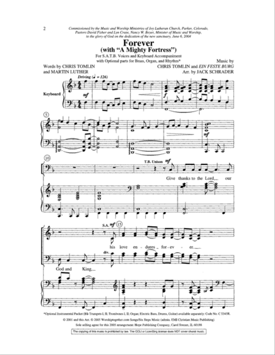 Forever/A Mighty Fortress Is Our God Choir scores gallery preview page 2