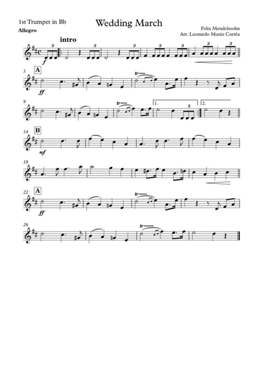 Weedin March, Felix Mendelssohn - for brass quintet image number null