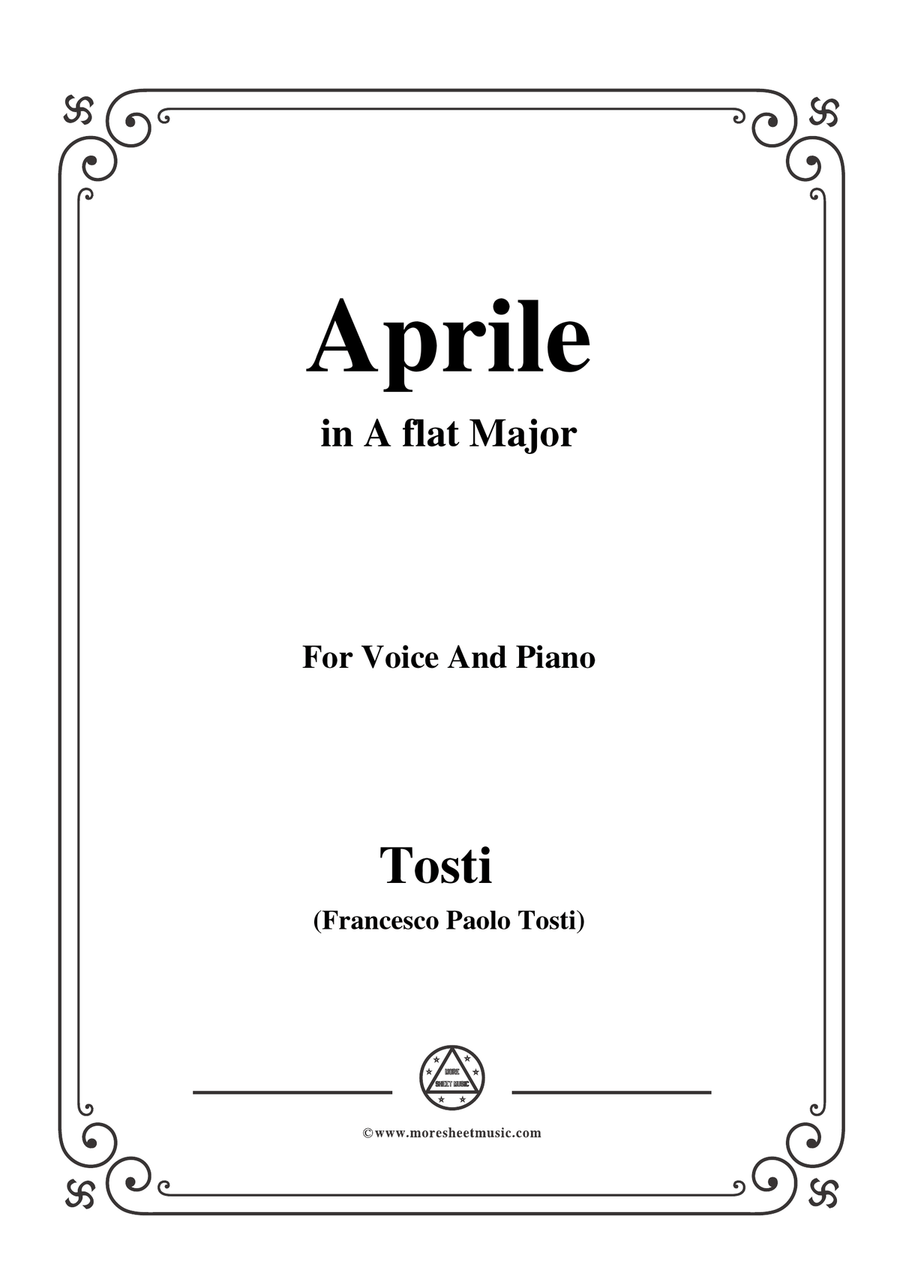 Tosti-Aprile in A flat Major,for Voice and Piano Piano, Vocal scores gallery preview page 1