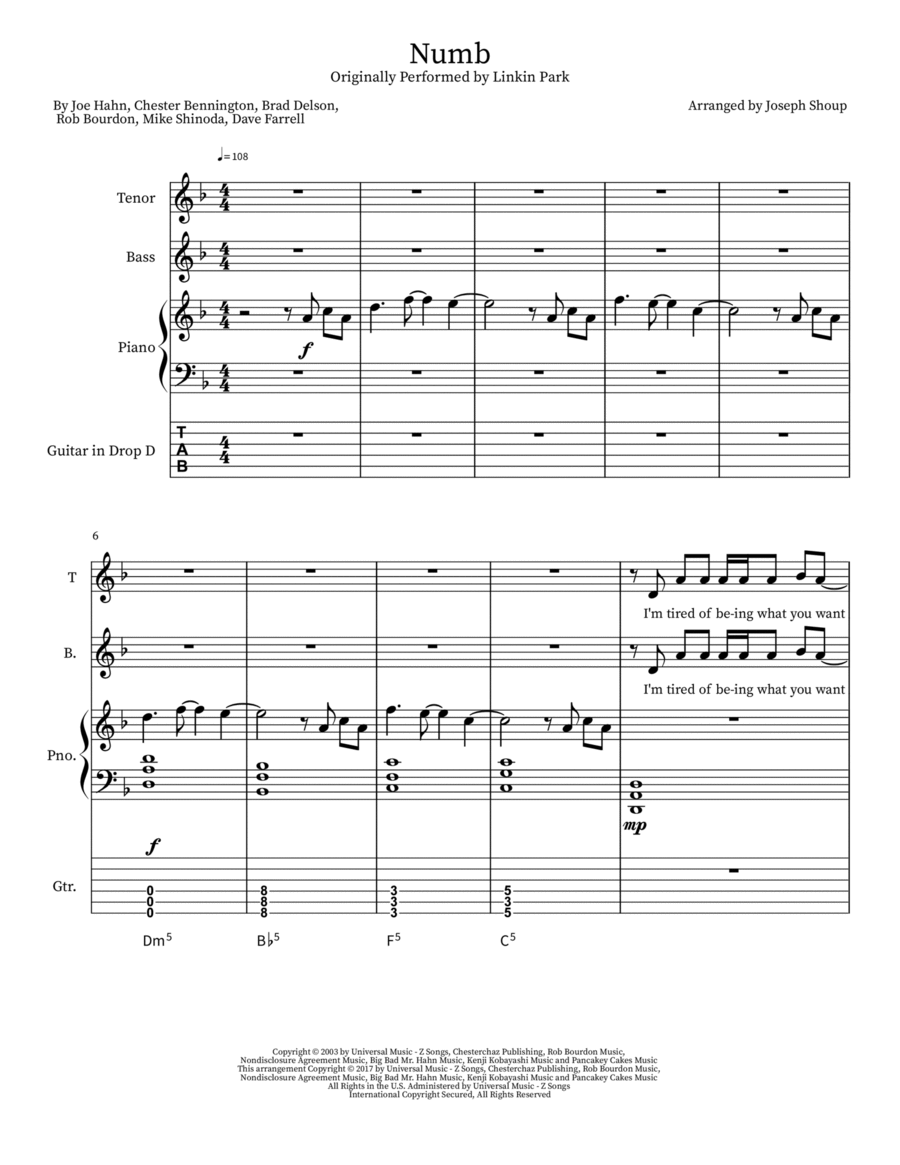 Numb Numb 3-Part scores gallery preview page 1
