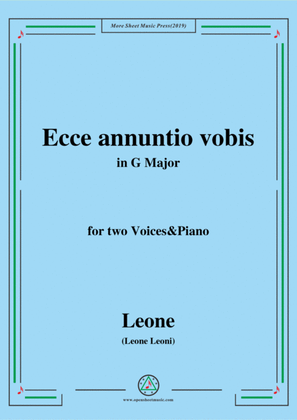 Book cover for Leoni-Ecce annuntio vobis,in G Major,for two Voices&Piano