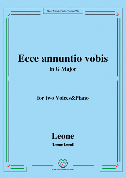 Leoni-Ecce annuntio vobis,in G Major,for two Voices&Piano image number null