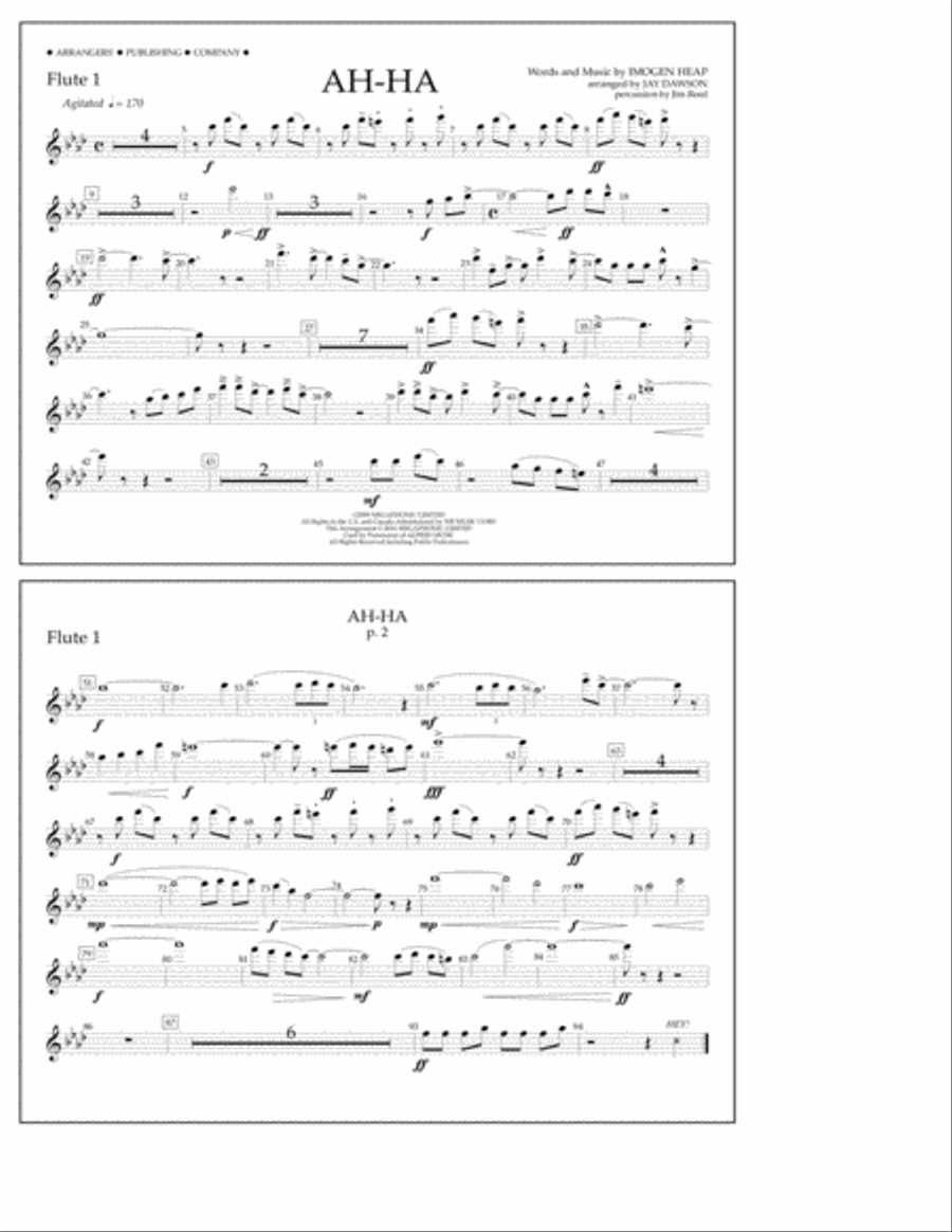 Ah-ha - Flute 1 Marching Band scores gallery preview page 1