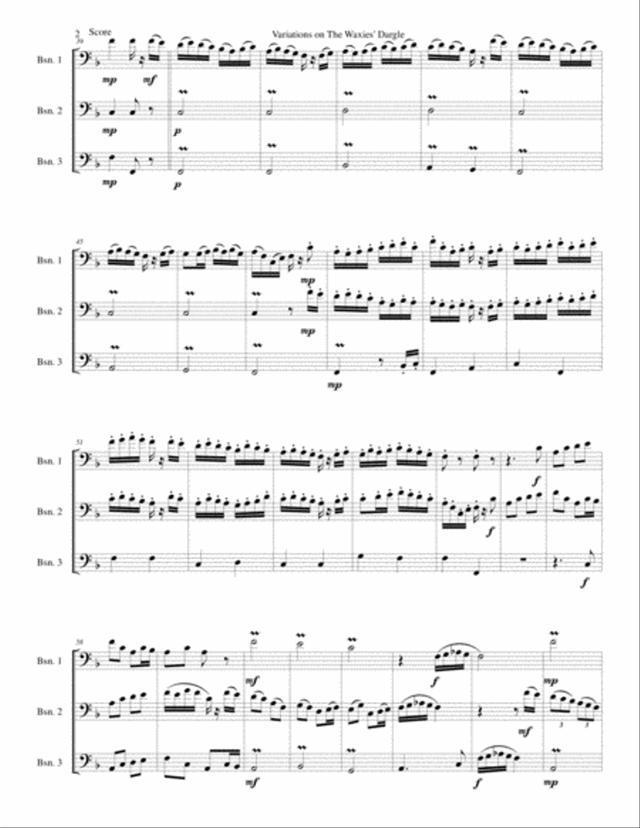 Variations on The Waxie's Dargle (or The girl I left behind me) for bassoon trio Woodwind Trio scores gallery preview page 2