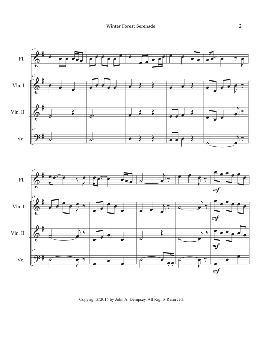Winter Forest Serenade (Quartet for Flute, Two Violins and Cello) Small Ensemble scores gallery preview page 6