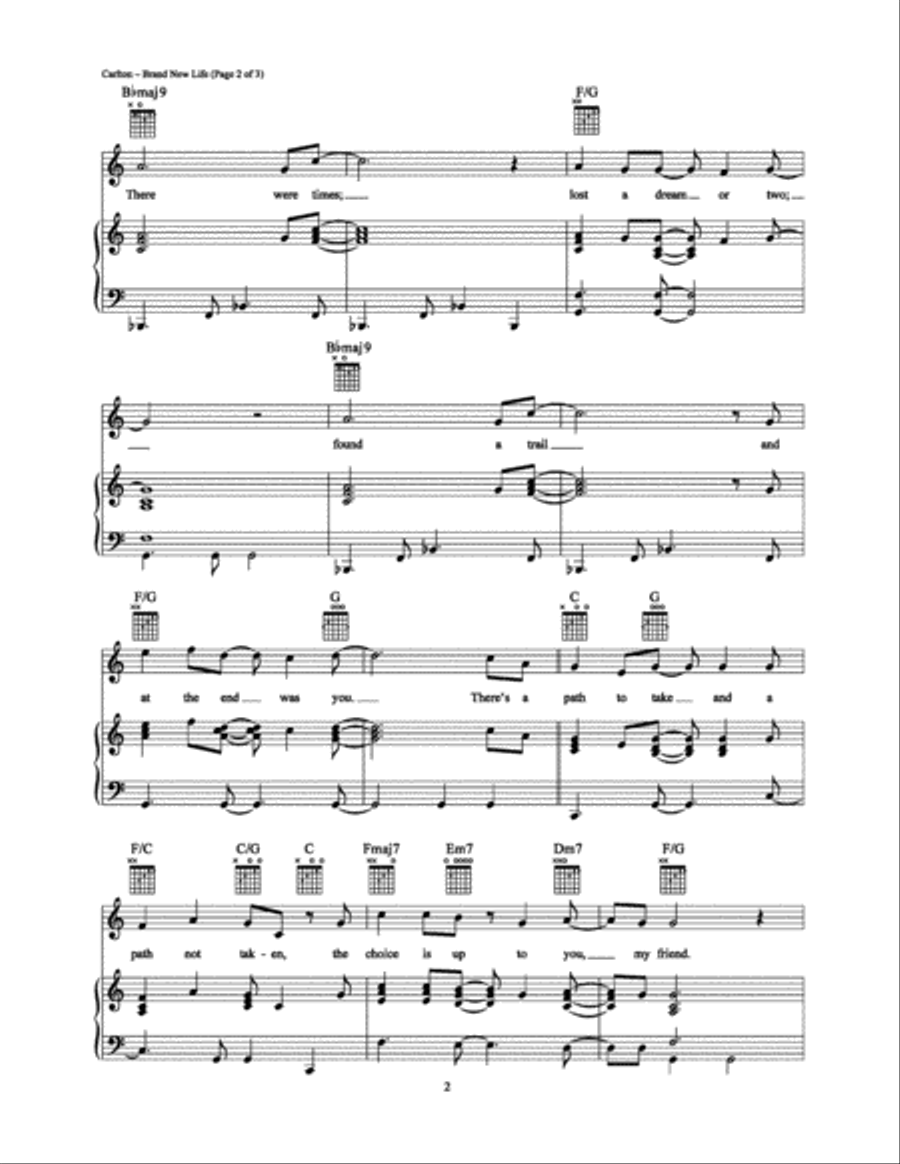 Brand New Life Piano, Vocal, Guitar scores gallery preview page 2
