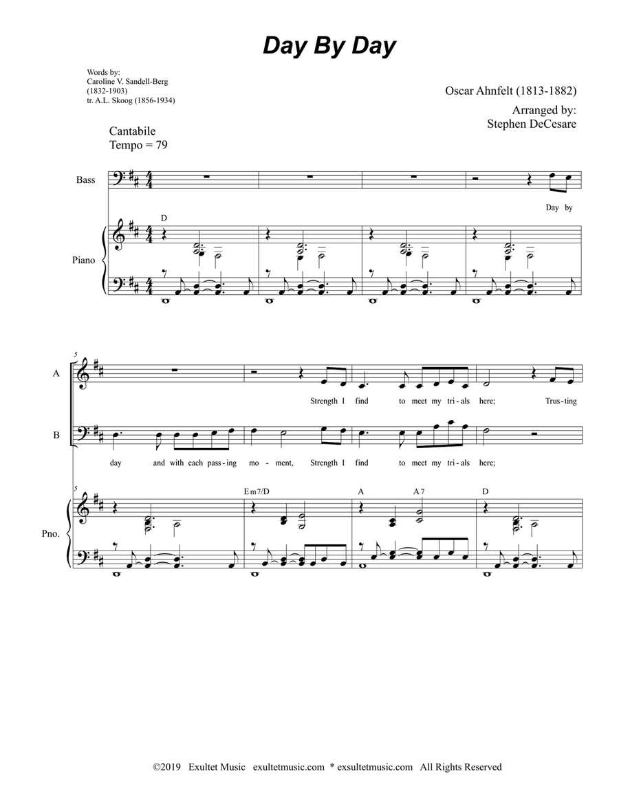 Day By Day (SAB) 3-Part scores gallery preview page 1