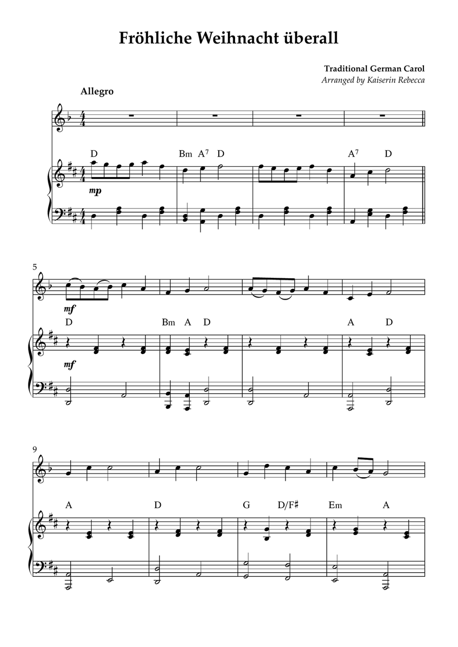 Fröhliche Weihnacht überall A Clarinet scores gallery preview page 1