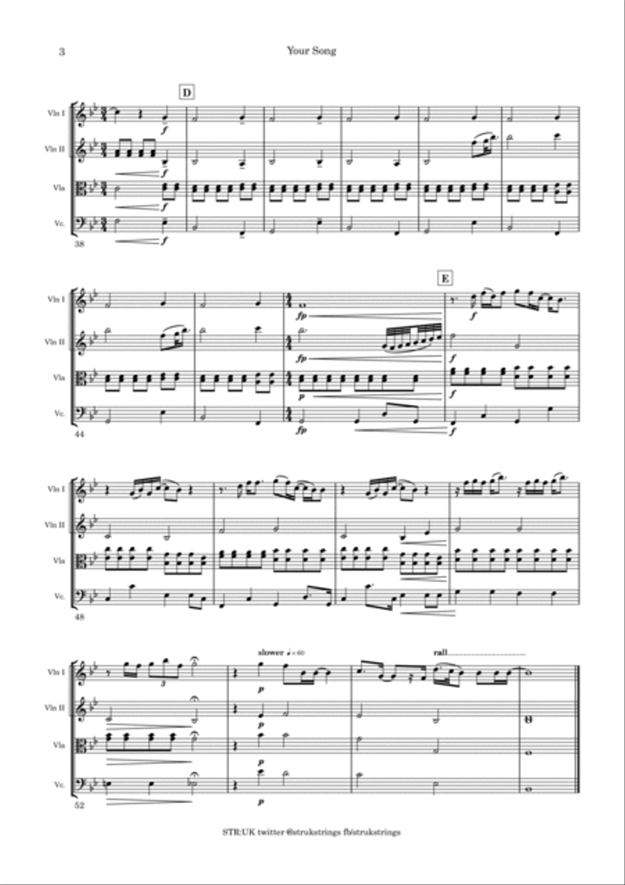 Your Song String Quartet scores gallery preview page 4