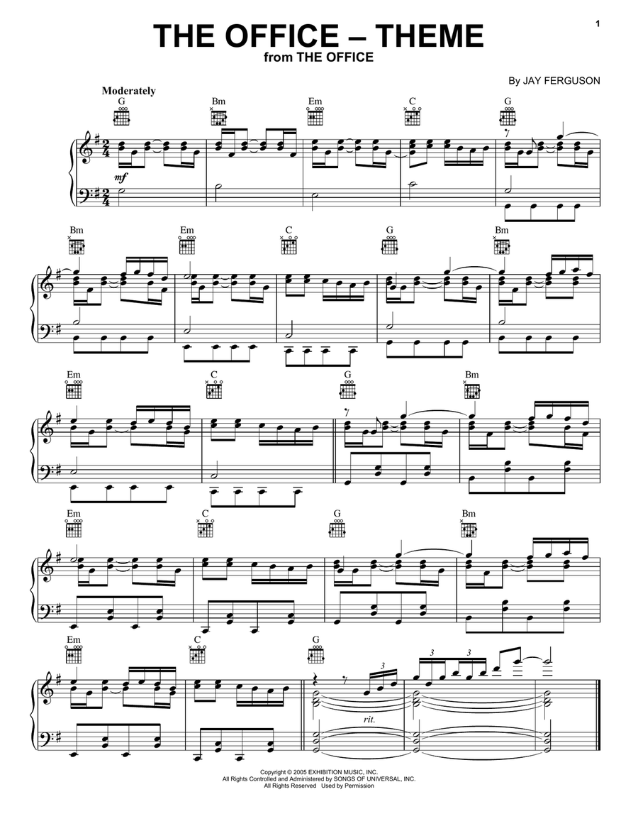 The Office (Theme) The Office (Theme) Piano Solo scores gallery preview page 1