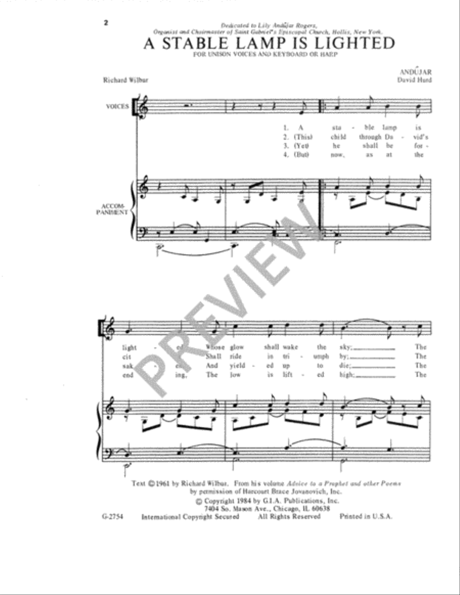 A Stable Lamp is Lighted Unison Choir scores gallery preview page 3