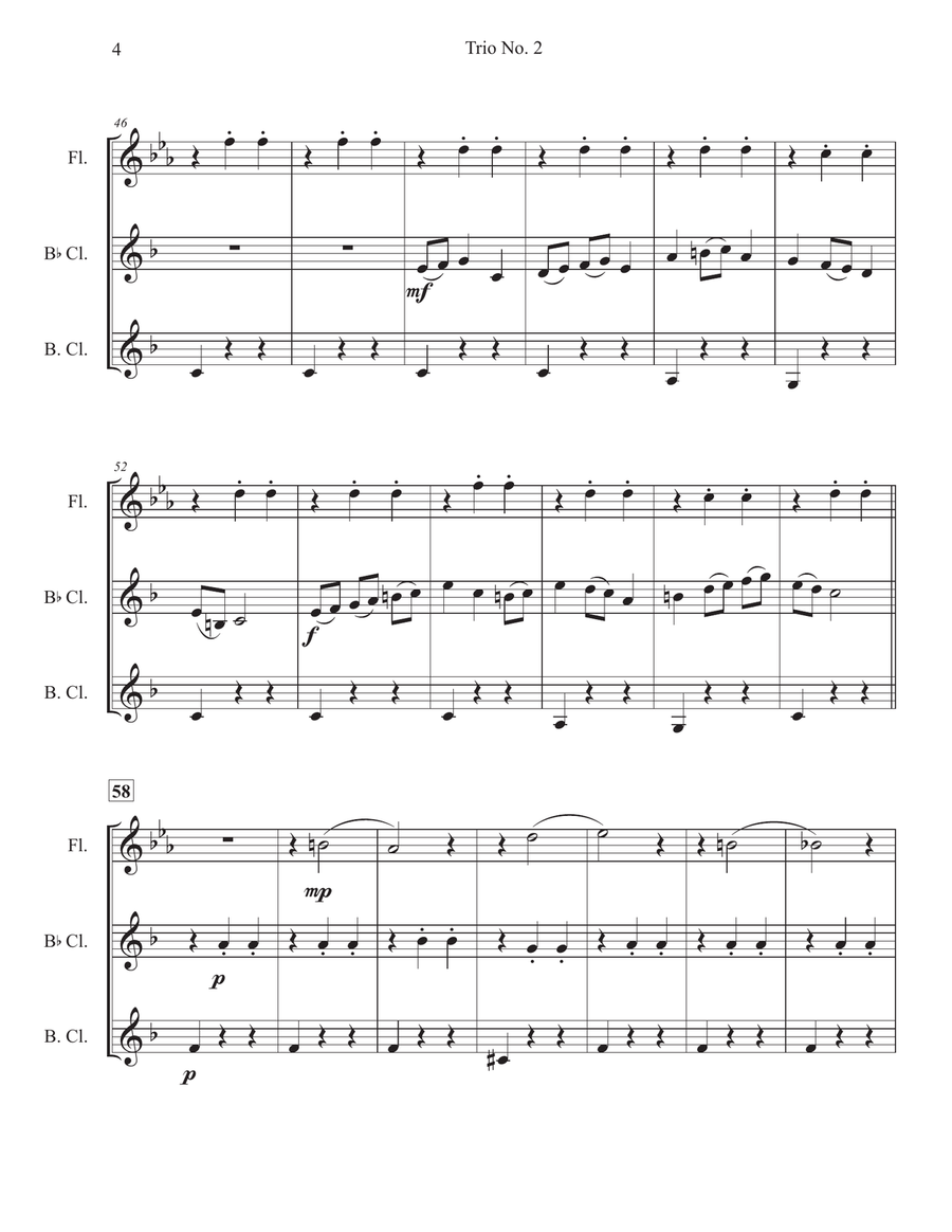 Trio No. 2 for Flute, Clarinet, and Bass Clarinet Woodwind Trio scores gallery preview page 4