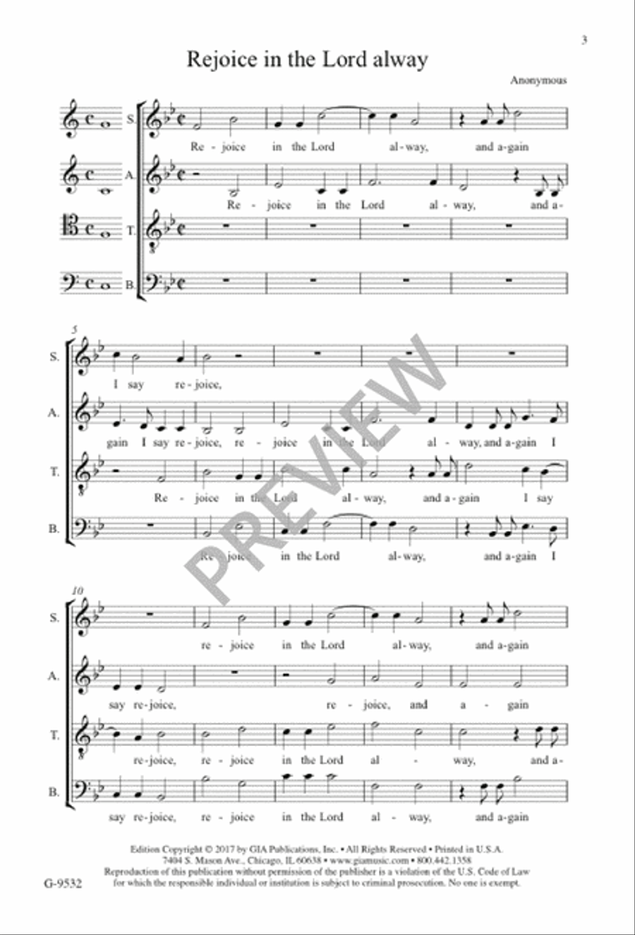Rejoice in the Lord alway 4-Part scores gallery preview page 4