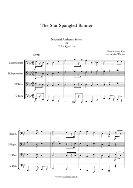 "The Star Spangled Banner" Tuba Quartet arr. Adrian Wagner image number null