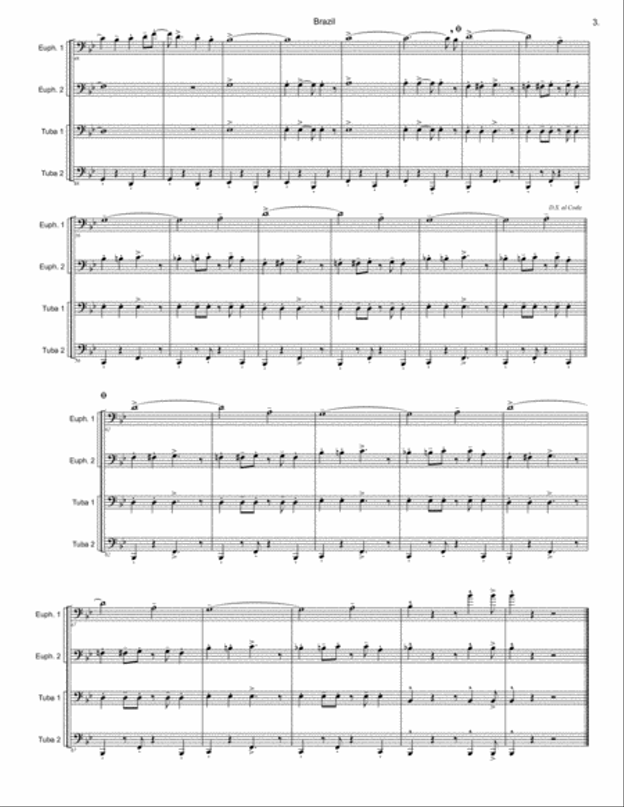 Aquarela Brasileira (aquarela Do Brasil) (brasil) Brass Ensemble scores gallery preview page 3