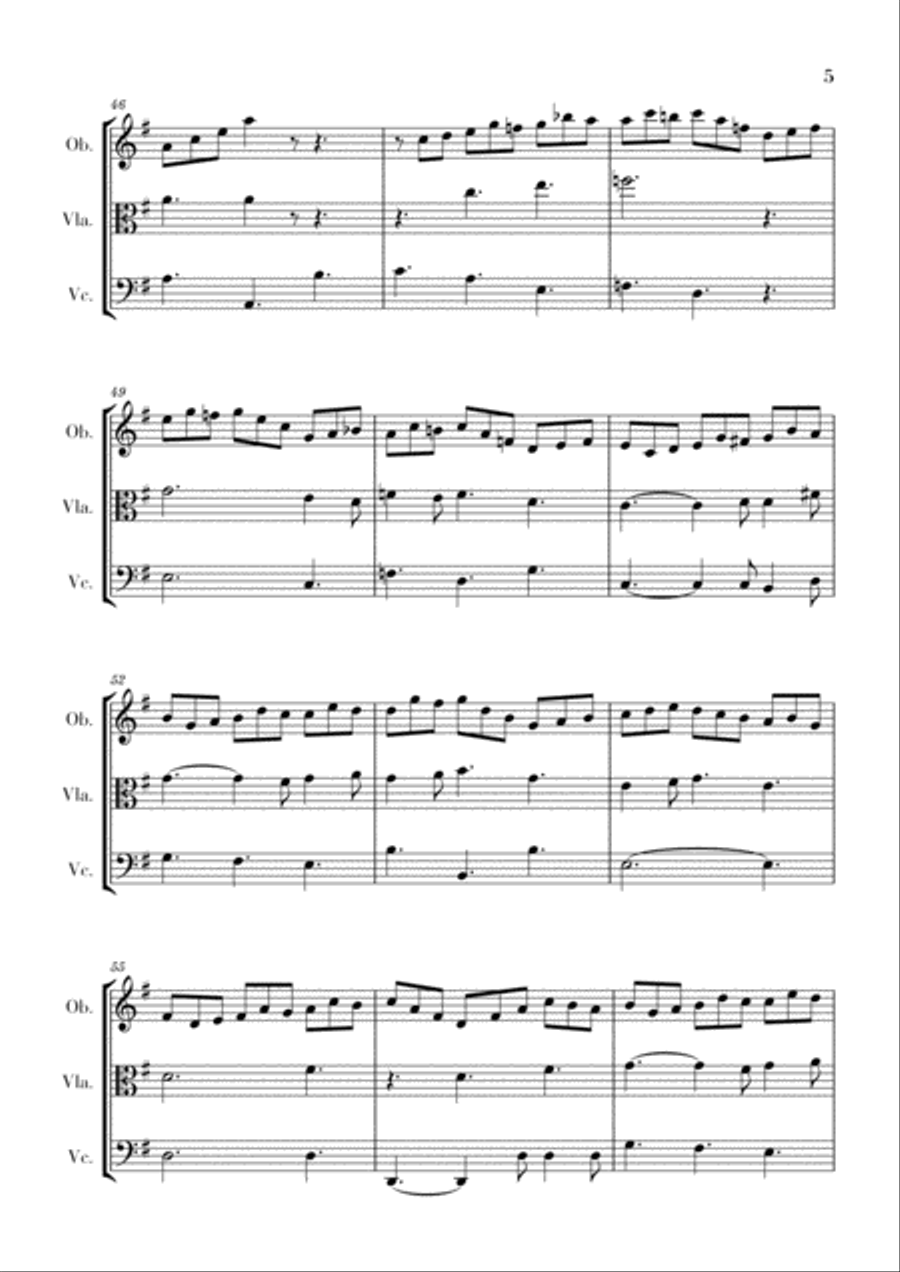 Bach - Jesus bleibet meine Freude for Oboe, Viola and Cello Small Ensemble scores gallery preview page 5