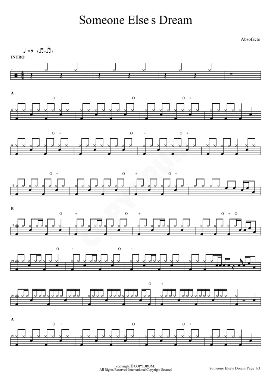Someone Else's Dream Drum Set scores gallery preview page 1