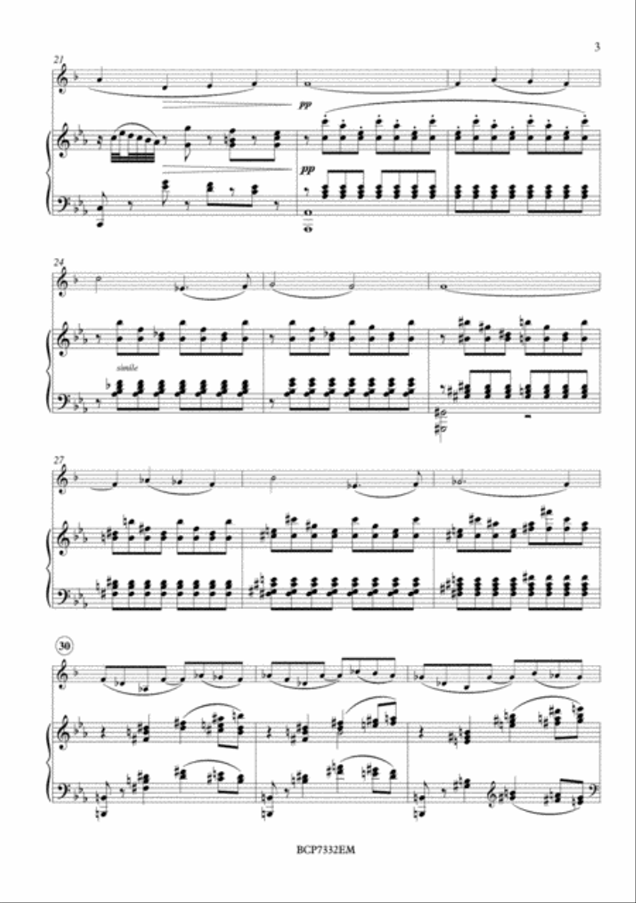 Romance, Op. 51 for Bass Clarinet and Piano Bass Clarinet scores gallery preview page 4