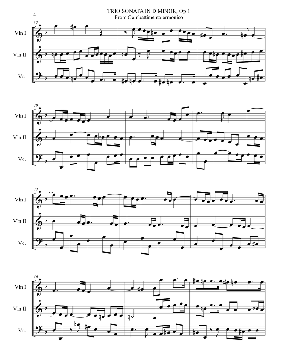 Albinoni -TRIO SONATA No. 1 in D minor op. 1 (From Combattimenti Armonici) String Trio scores gallery preview page 4