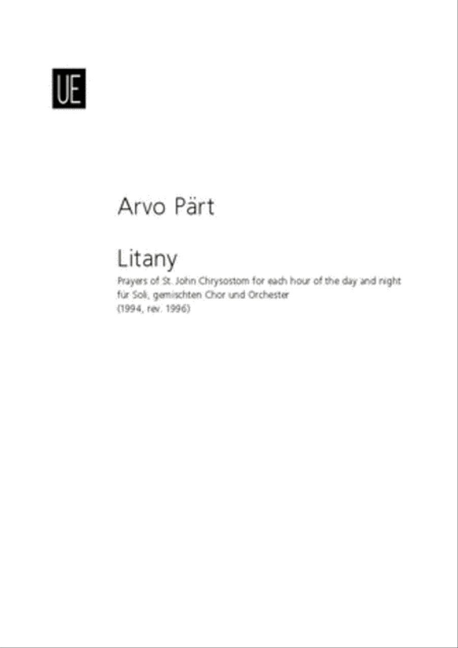 Litany, Choral Score Litany, Choral Score Choir scores gallery preview page 1