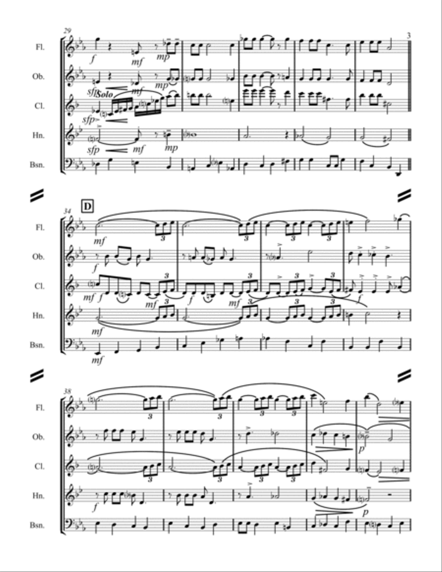 Moonlight Serenade Woodwind Quintet scores gallery preview page 4
