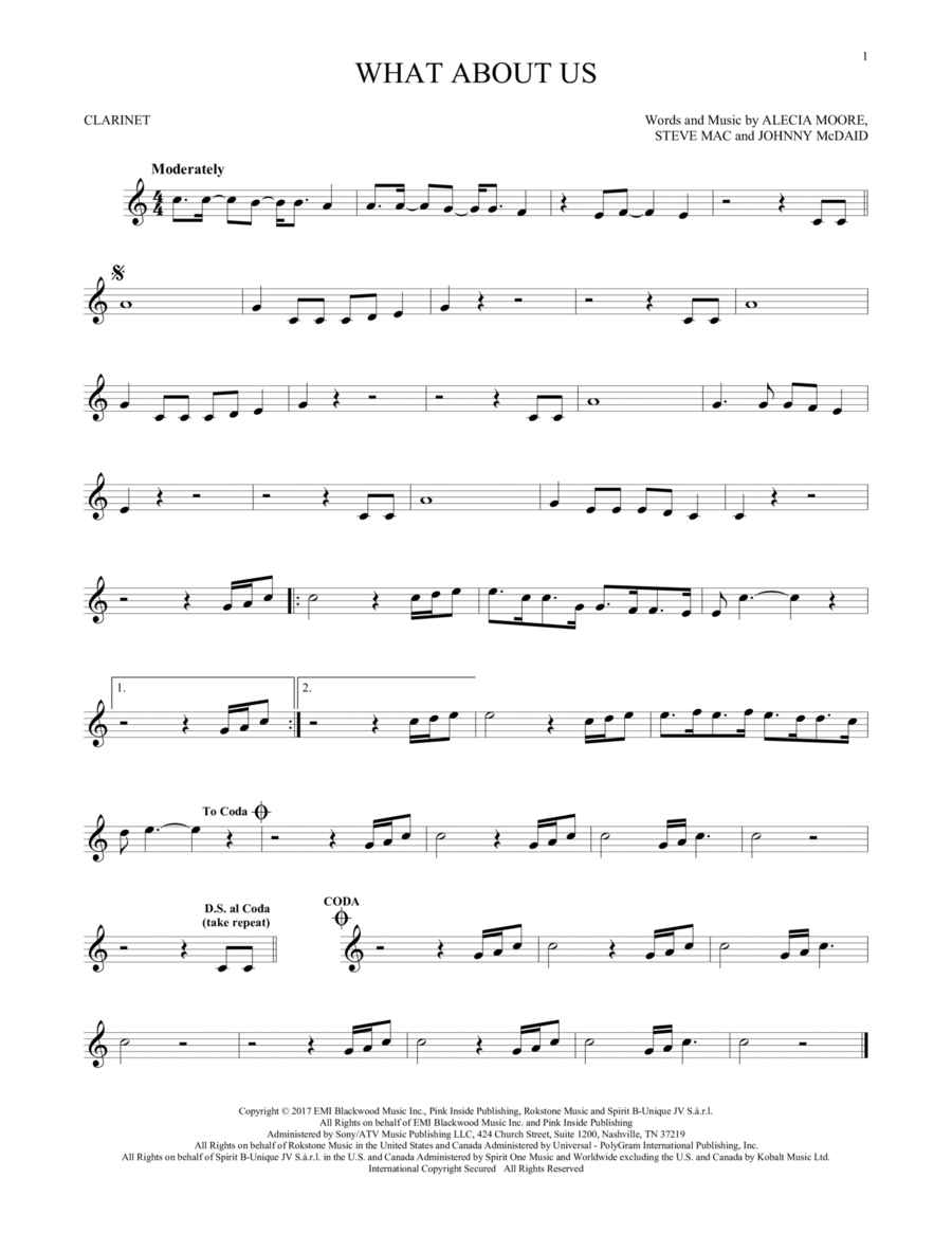What About Us What About Us Clarinet Solo scores gallery preview page 1