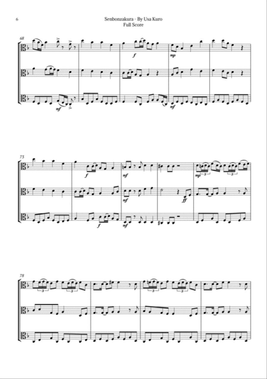 Senbonzakura String Trio scores gallery preview page 6