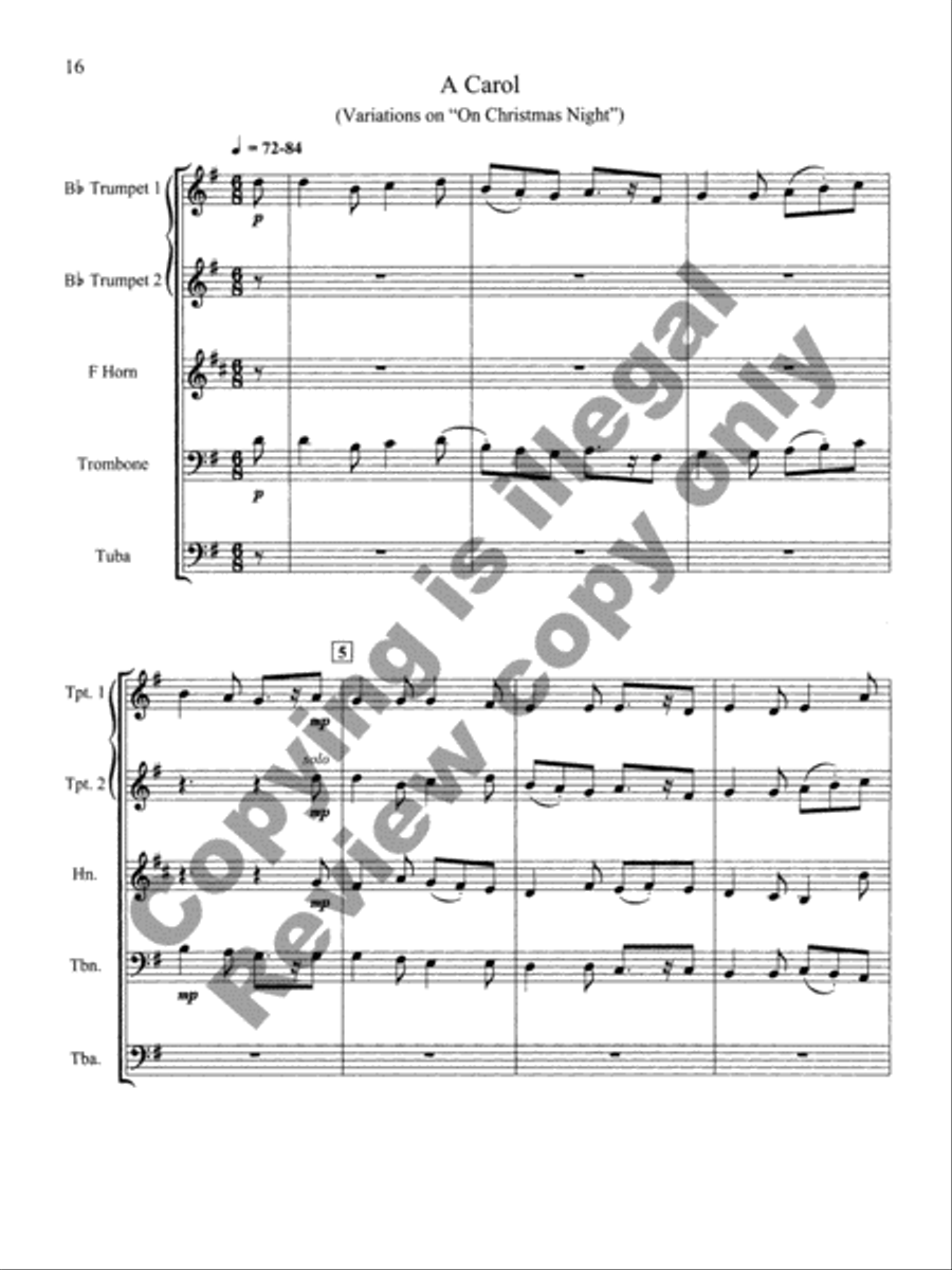Two Fanfares and a Carol Brass Quintet scores gallery preview page 10