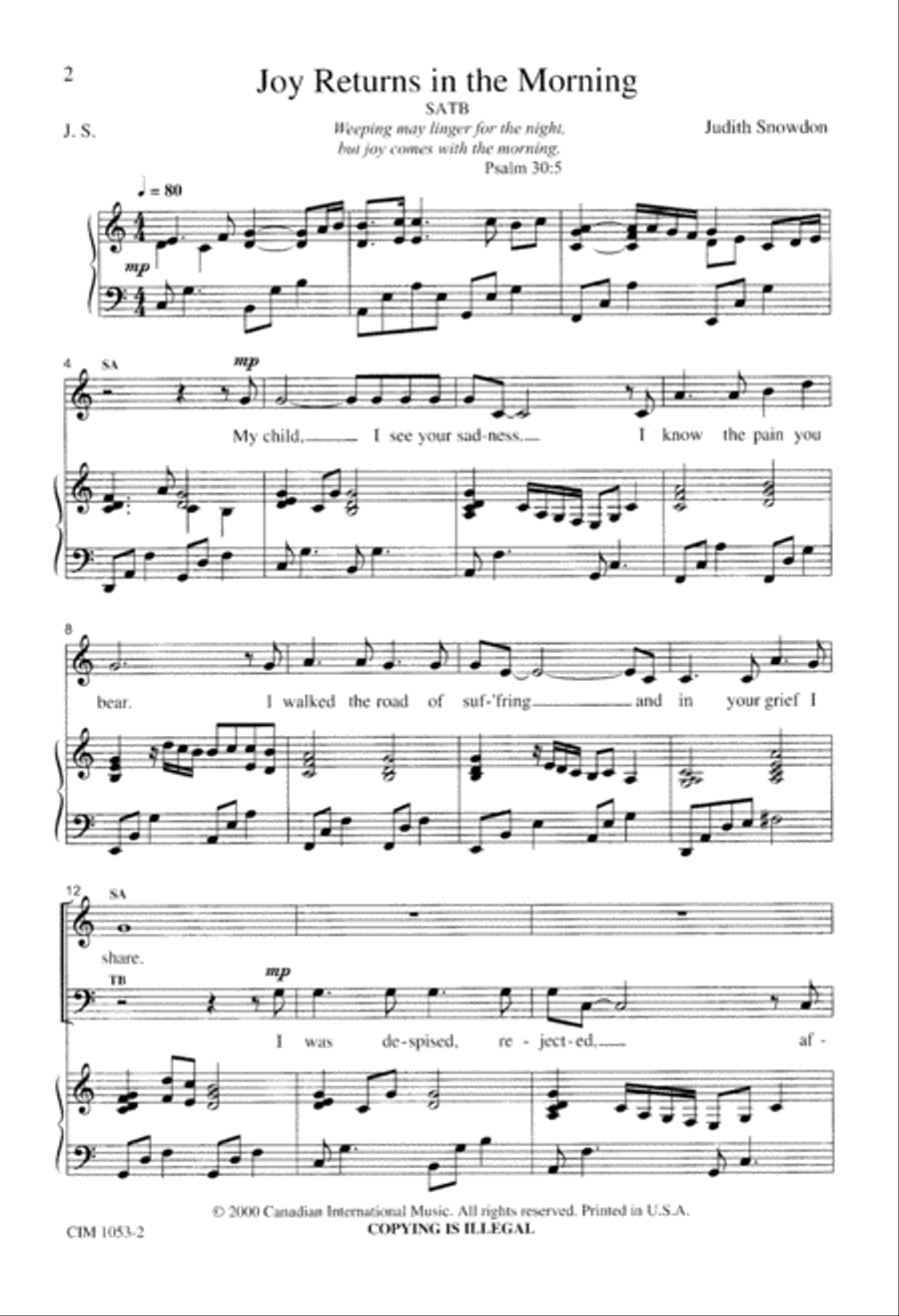 Joy Returns in the Morning 4-Part scores gallery preview page 3