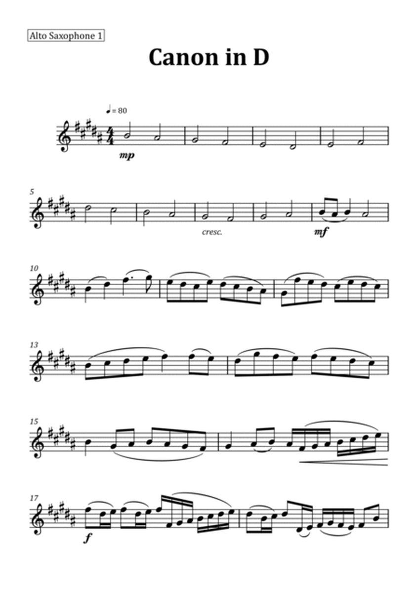 Canon by Pachelbel - Alto Saxophone Duet with Piano and Chord Notation image number null