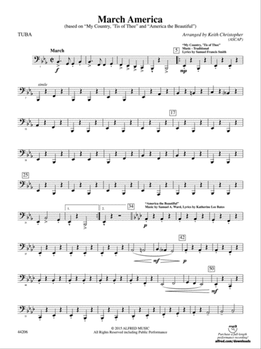 March America: Tuba March America: Tuba Concert Band scores gallery preview page 1
