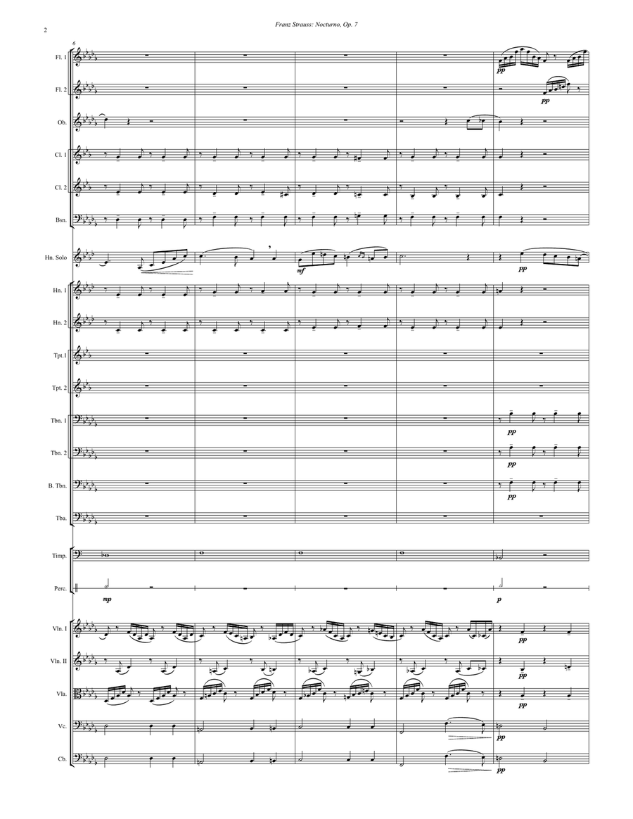 Nocturno, Op. 7 for Horn Solo and Orchestra Full Orchestra scores gallery preview page 2