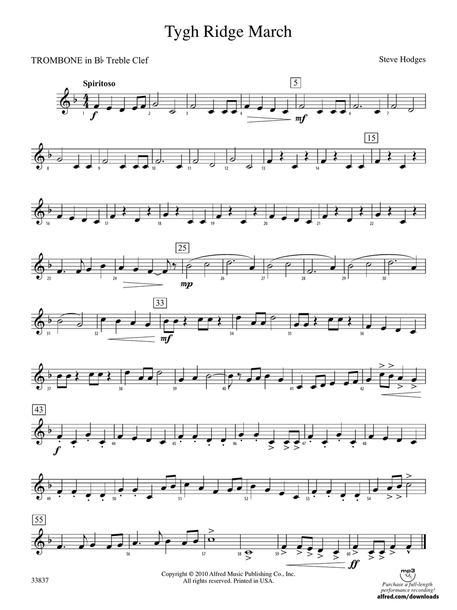 Tygh Ridge March: (World Part) 1st B-flat Trombone T.C.