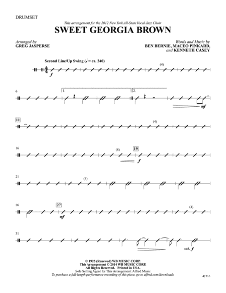 Sweet Georgia Brown: Drumset Percussion scores gallery preview page 1