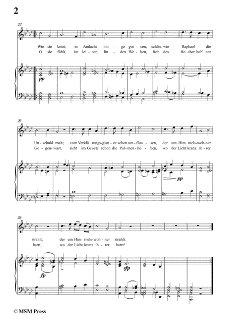 Schubert-Die Betende,in A flat Major,for Voice&Piano Voice scores gallery preview page 4