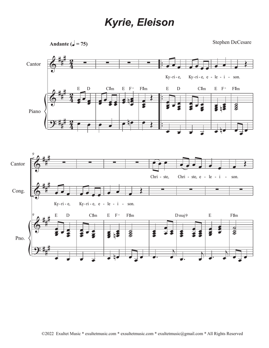 Kyrie, Eleison Piano scores gallery preview page 1