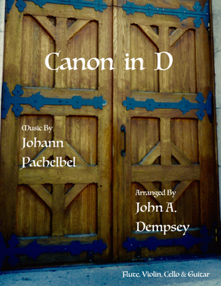 Book cover for Canon in D (in C major): Quartet for Flute, Violin, Cello and Guitar