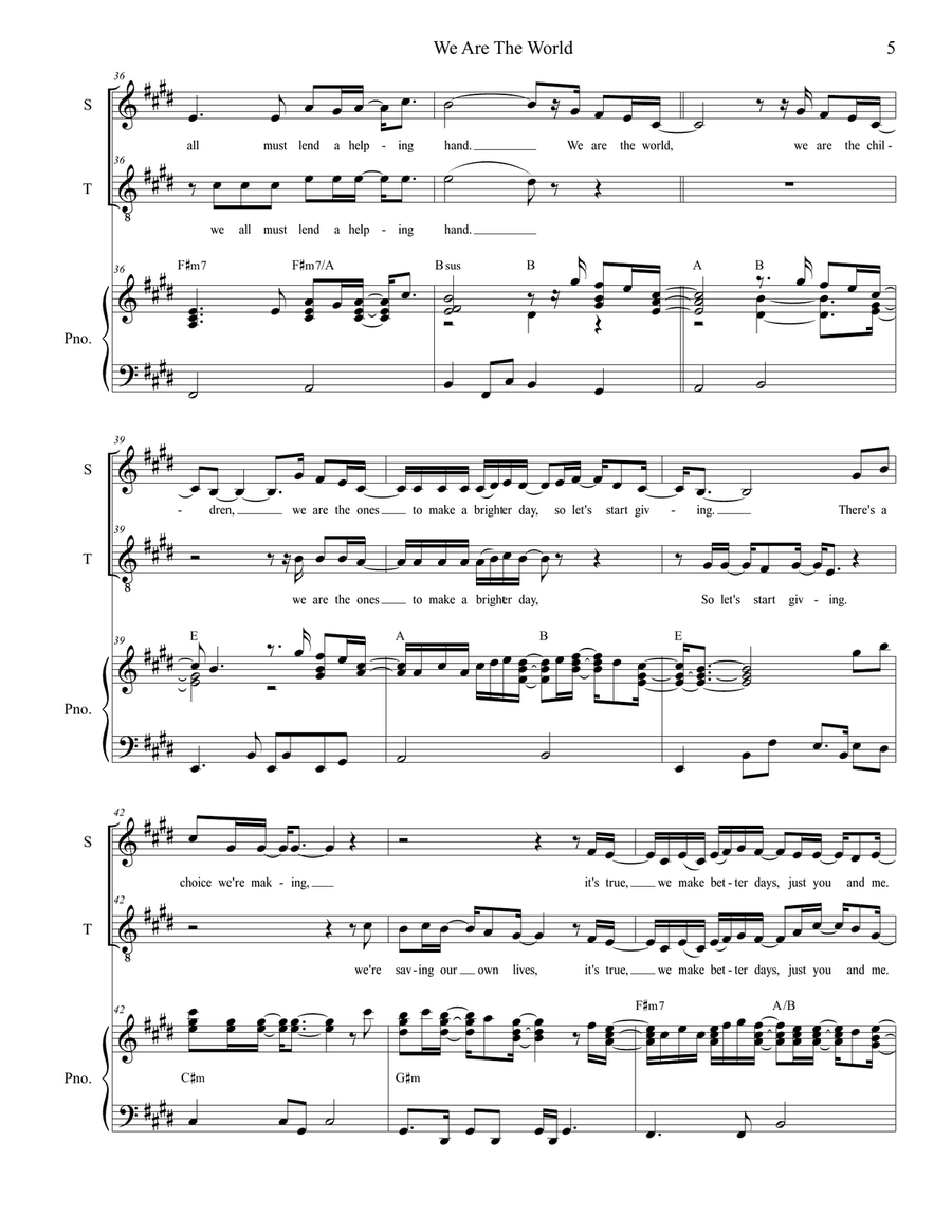 We Are The World Tenor Voice scores gallery preview page 5