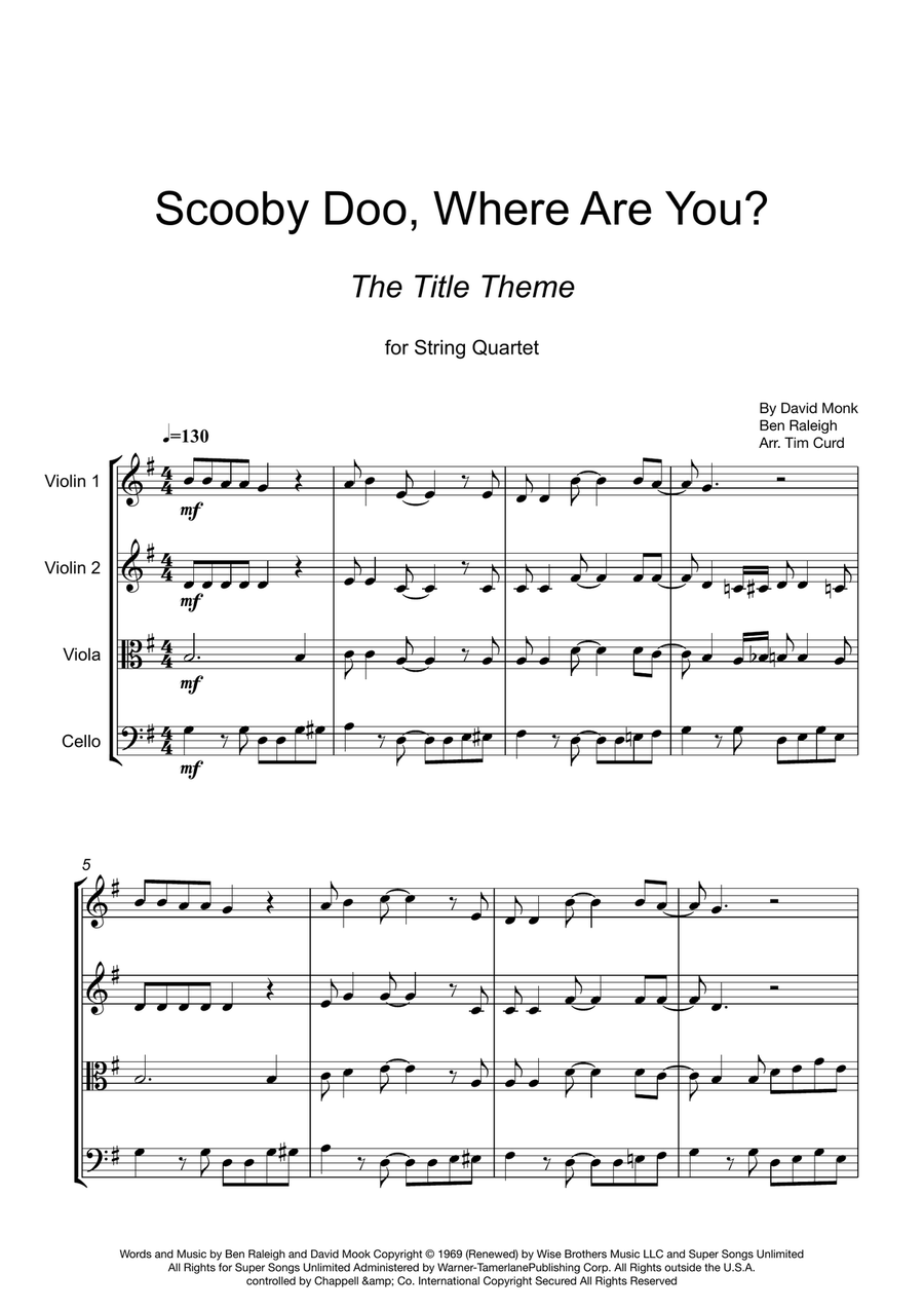 Scooby Doo, Where Are You? String Quartet scores gallery preview page 1