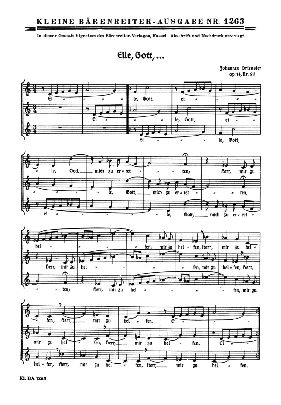 Eile, Gott, mich zu erretten - Ich will den Herrn loben, op. 14/2,3; 14/2,5 Women's Choir scores gallery preview page 1